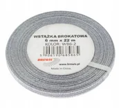 Dekoratorstwo - Brewis Wstążka dekoracyjna brokatowa 6mm srebrna WB6-2 - miniaturka - grafika 1