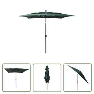 The Living Store 3-poziomowy parasol na aluminiowym słupku - zielony - 2 -5x2 -5 m - Parasol Ogrodowy - Parasole ogrodowe - miniaturka - grafika 1