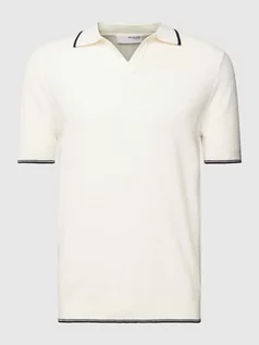 Koszulki męskie - Koszulka polo z paskami w kontrastowym kolorze model ‘ARLO’ - grafika 1