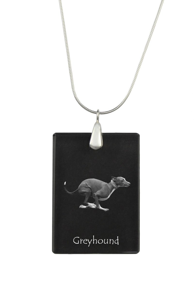 Greyhound, Chart angielski - kryształowa zawieszka z psem, srebrny naszyjnik ze zdjęciem, personalizowany wisiorek marki Art-Dog