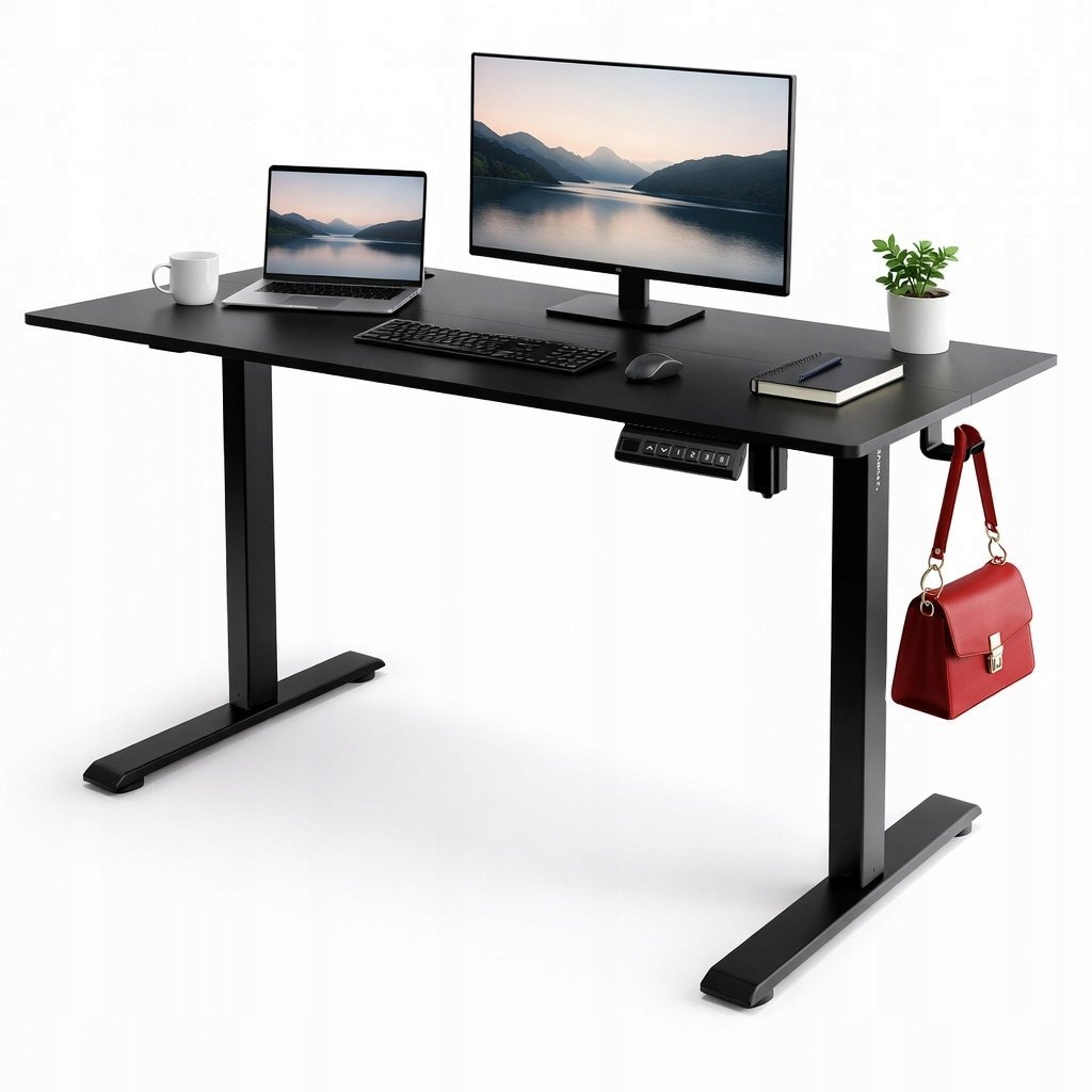 Vevor Biurko Regulowane Elekrycznie Furvero z blatem 140x60 cm czarne