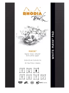 Rhodia 116100C blok do markerów głównych, czarny, A5 + (16 x 21 cm), 50 arkuszy zdejmowanych, Clairefontaine Layout biały ekstra gładki 100 g/m papier Maya biały 116102C - Notesy i bloczki - miniaturka - grafika 1