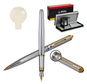 Zestawy piśmiennicze - Zestaw Regal RE16PD, pióro wieczne + długopis z serii Thames, srebrne - miniaturka - grafika 1
