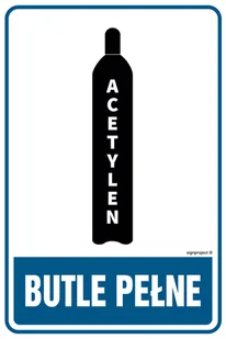 JD006 BUTLE PEŁNE - ACETYLEN, PN - PŁYTA PCV 1MM; (350X525MM) - Tablice BHP - miniaturka - grafika 1