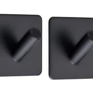 Wieszaki łazienkowe - Haczyki ścienne samoprzylepne 3M, wieszaki na ręczniki ze stali nierdzewnej do łazienki, kuchni, szafek łazienkowych, czarny kwadrat, 2 sztuki - miniaturka - grafika 1