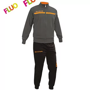 Givova, strój Givova jeden s Full Zip, ciemnoszary/pomarańczowy fluo, 4XS - Zestawy męskiej odzieży sportowej - miniaturka - grafika 1
