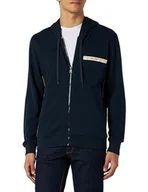 Bluzy męskie - Emporio Armani Męska bluza z kapturem szczotkowana Terry Zipped, morski, S - miniaturka - grafika 1