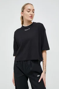 Reebok t-shirt bawełniany kolor czarny - Koszulki sportowe damskie - miniaturka - grafika 1