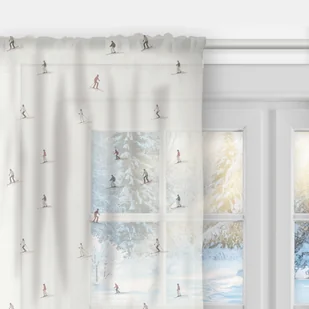 Firana WINTER wzór BN76 | Narciarze 140 x 200 cm - Firany - miniaturka - grafika 1