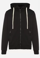 Bluzy męskie - Czarna Rozpinana Bluza z Bawełną i Kapturem Corilena - miniaturka - grafika 1