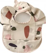 Śliniaki i fartuszki - Śliniaczek dla Niemowlaka z Kieszonką i Falbankami BEŻOWY KSZTAŁTY - miniaturka - grafika 1