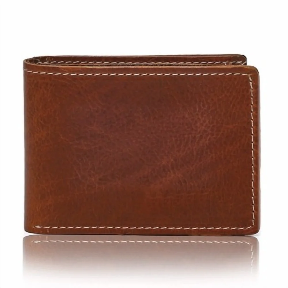 Koniakowy Mały Portfel Męski Slim Wallet Skóra Jucht BW28