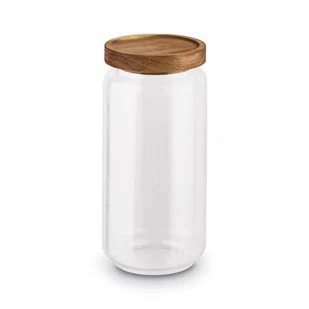 SŁOIK SZKLANY Z POKRYWKĄ DREWNIANĄ AKACJA 950 ML - Pojemniki kuchenne - miniaturka - grafika 1