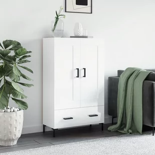 Wysoka szafka, biała z połyskiem, 69,5x31x115 cm Lumarko! - Szafki do salonu - miniaturka - grafika 1