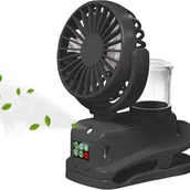 Wentylatory - Miniaturowy, przenośny wentylator z klipsem, ładowany przez USB, 4 regulowane prędkości, odpowiedni do domu, samochodu, biura lub na zewnątrz, czarny - miniaturka - grafika 1