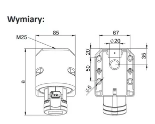 Gniazdo stałe GS323, 32A/3P IP44 - Gniazdka elektryczne - miniaturka - grafika 2