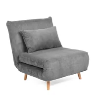 Sofy i kanapy - Sofa SOLACE 1-osobowa, z funkcją spania sztruksowa szara 83x91x84 cm HOMLA - miniaturka - grafika 1