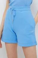Spodenki damskie - Tommy Hilfiger szorty damskie kolor niebieski gładkie high waist - miniaturka - grafika 1