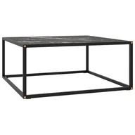 Ławy i stoliki kawowe - VidaXL Lumarko Stolik herbaciany, szkło w kolorze czarny marmur, 80x80x35 cm 322878 VidaXL - miniaturka - grafika 1