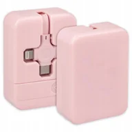 Ładowarki do telefonów - KABEL ZAWIJANY 3W1 LIGHTING USB-C MICRO-USB RÓŻOWY - miniaturka - grafika 1