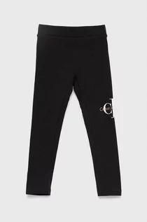 Spodnie i spodenki dla dziewczynek - Calvin Klein Jeans Calvin Klein Jeans legginsy dziecięce kolor czarny z nadrukiem - grafika 1