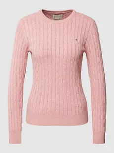 Sweter z dzianiny z wzorem warkocza - Swetry damskie - miniaturka - grafika 1