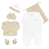 Piżamy chłopięce - Kinousses - Zestaw "Chrupiące dziecko" - 6 sztuk (Pyjama, Body Baby, Czapka, Kapcie, Muffles i Torba do przechowywania) - Dziewczyna, Chłopiec, Mieszana - Aksamitna - 1 miesiąc - miniaturka - grafika 1