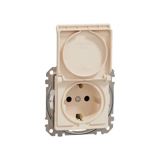 Schneider Gniazdo z klapką w standardzie schuko IP44 SEDNA Design & Elements beżowy - Gniazdka elektryczne - miniaturka - grafika 1