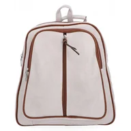 Torebki damskie - Miejski Plecak Damski 2 Komory firmy Hernan HB0407 Beżowy/Brązowy - miniaturka - grafika 1