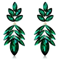 Kolczyki - Długie Złote Kolczyki Krople Łezki Szmaragdowe Zielone Eleganckie - miniaturka - grafika 1