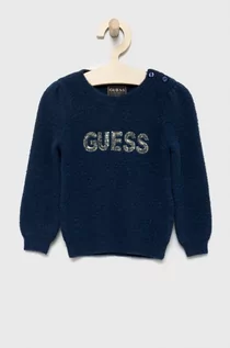 Swetry dla dziewczynek - Guess sweter dziecięcy kolor granatowy lekki - grafika 1
