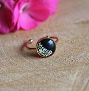 Pierścionki - Złoty pierścionek kwiaty czarne oczko regulowany dzika marchew - miniaturka - grafika 1