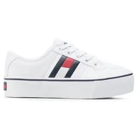 Trampki damskie - Tommy Hilfiger Buty Tommy Jeans Flatform Flag Sneaker EN0EN00944-YBR białe - miniaturka - grafika 1