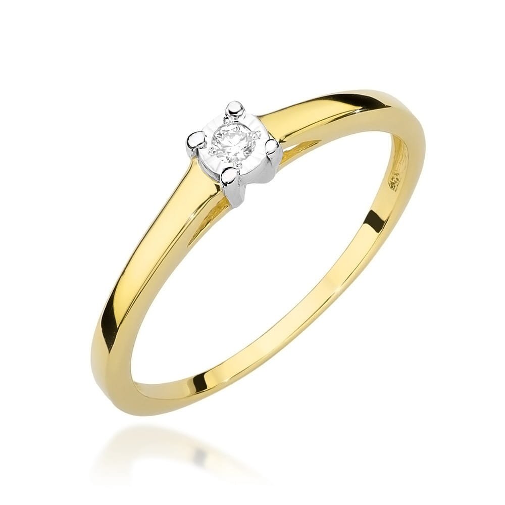 Złoty pierścionek Diament 0,03ct żółte złoto pr. 585
