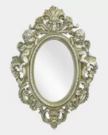 Lustra - Lustro Ozdobne Owalne Rama Srebrna Cherubinki i Liście Akantu - miniaturka - grafika 1