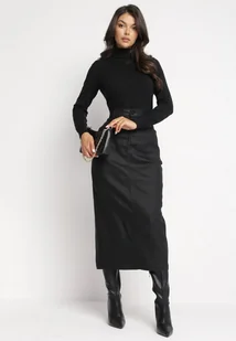 Czarna Spódnica Ołówkowa Midi z Imitacji Skóry Adalardo - Spódnice - miniaturka - grafika 1