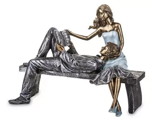 Art pol FIGURKA DEKORACYJNA PARA ŁAWKA ZŁOTA 18x22,5 137926 - Figurki dekoracyjne - miniaturka - grafika 1