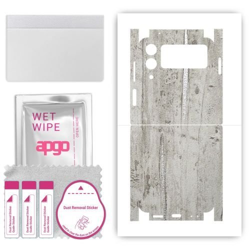 folia naklejka skórka strukturalna na TYŁ+BOKI do Samsung Galaxy Z Flip4 - Beton Srebrne Paski - apgo SKINS