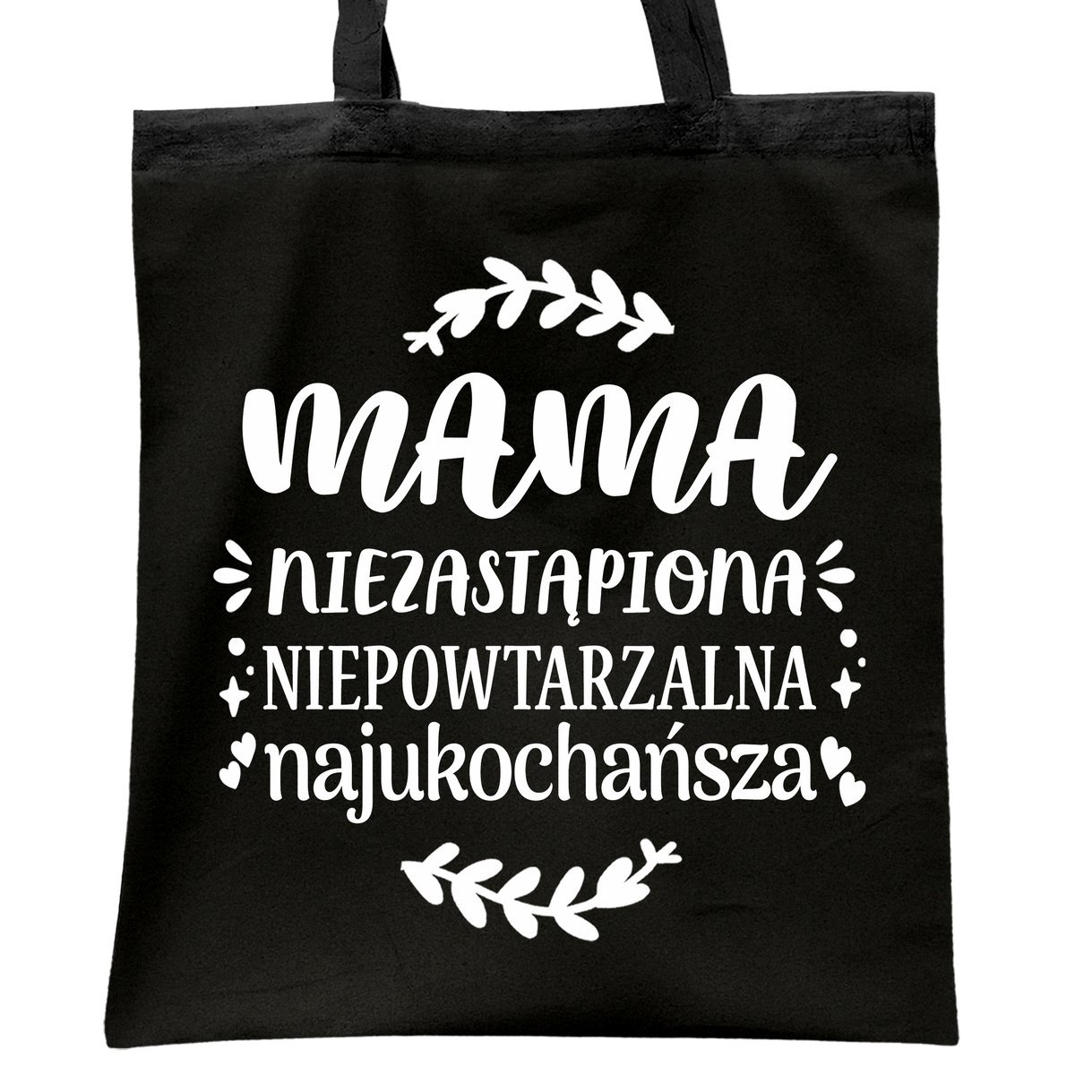 Torba bawełniana czarna na zakupy Dzień Matki Dla Mamy Prezent