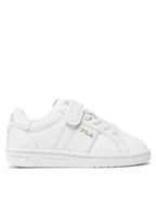 Buty dla dziewczynek - Fila Sneakersy Crosscourt Line Velcro Kids FFK0184 Biały - miniaturka - grafika 1