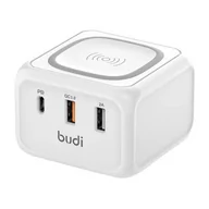 Ładowarki do telefonów - Ładowarka indukcyjna 10W Budi 317TE, 2x USB + USB-C, 18W(biała) - miniaturka - grafika 1