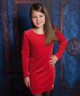 Sukienki i spódniczki dla dziewczynek - Cocco aksamitna czerwona sukienka dla dziewczynki 140/146/By Royal Baby Shop - grafika 1