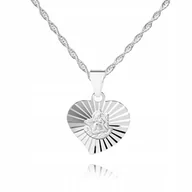 Biżuteria dla dzieci - ! 925 SREBRNY ŁAŃCUSZEK 55cm SERCE DEDYKACJA S1Z50 - miniaturka - grafika 1