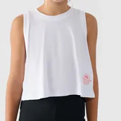 Koszulki dla dziewczynek - Koszulka Dziewczęca 4F T-shirt Biały na ramiączkach 4FJRSS24TSLEF187 Biały 140 - miniaturka - grafika 1