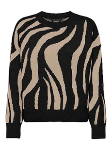 ONLY Sweter w kolorze czarno-beżowym - Swetry damskie - miniaturka - grafika 1