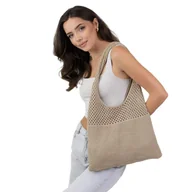 Torebki damskie - TORBA DAMSKA na ramię torebka NA ZAKUPY miejska shopperka BOHO - miniaturka - grafika 1