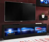 Szafki RTV - Szafka RTV / Blue LED / Biała / Czarna / Dąb Wotan - miniaturka - grafika 1