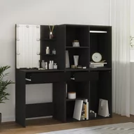 Toaletki - Toaletka z oświetleniem LED i szafkami, czarna Lumarko! - miniaturka - grafika 1
