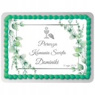 Batoniki - OPŁATEK NA TORT I KOMUNIA ŚWIĘTA KIELICH EUKALIPTUS SREBRNY WŁASNE IMIĘ I - miniaturka - grafika 1