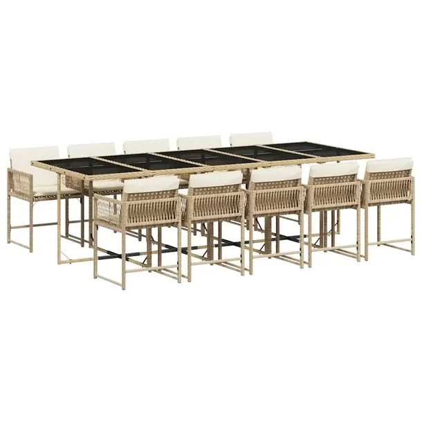 Zestaw mebli ogrodowych 275 x 106 x 73 cm beżowy z kremowymi poduszkami
